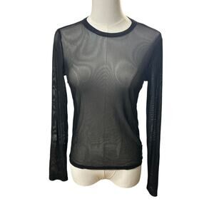 Zafal sport black sheer top Large grunge goth lightweight stretchy